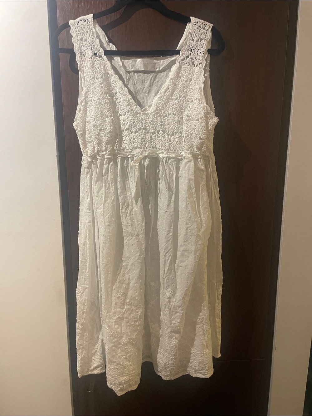 Women’s Cream Crochet Bodice Sleep Dress